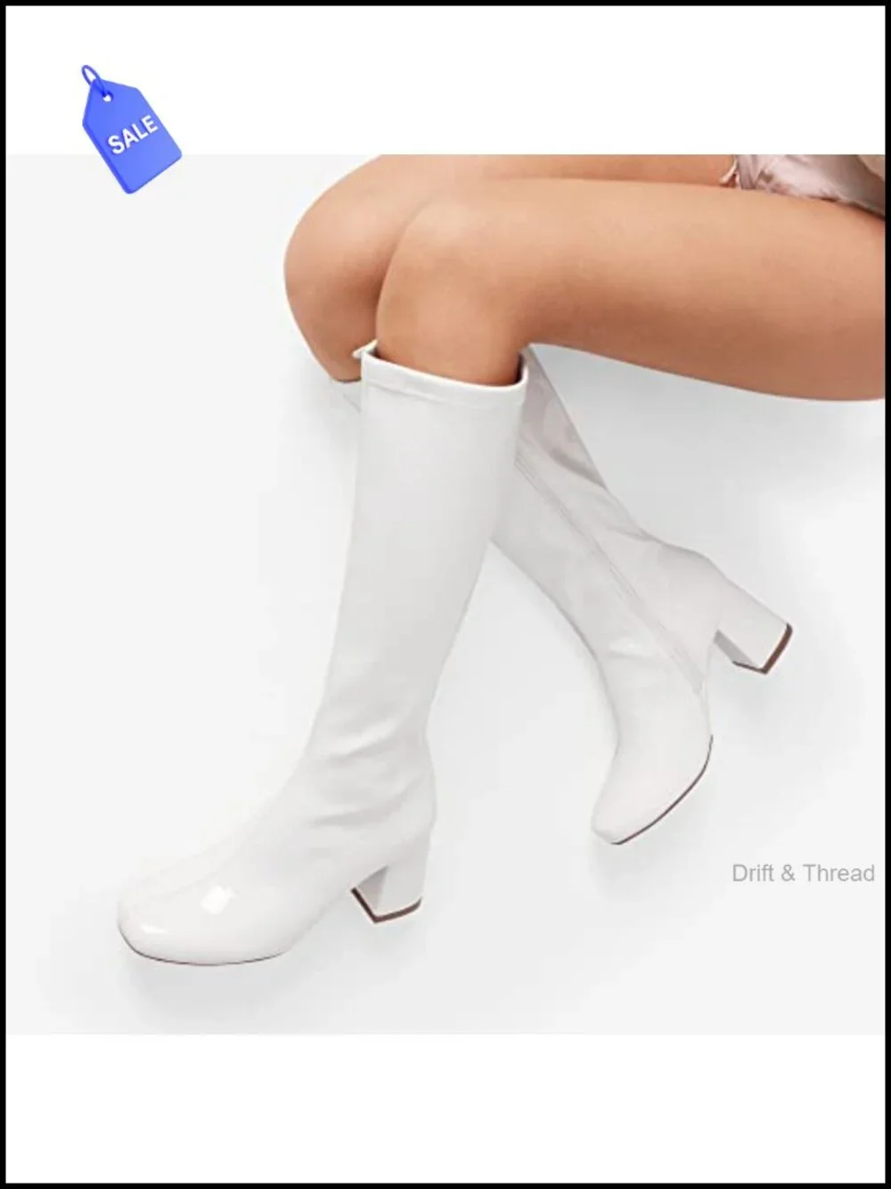 Women's Knee High Gogo Boots Square Toe Chunky Heel Faux Leather